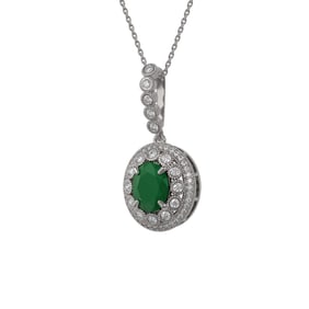 4.67 ctw Certified Emerald & Diamond Victorian Necklace 14K White Gold