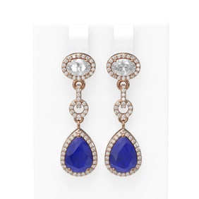 8.82 ctw Sapphire & Diamond Earrings 18K Rose Gold