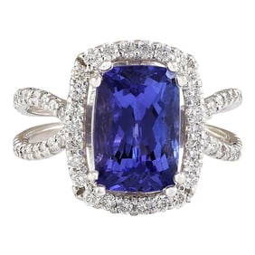 Tanzanite Diamond Ring 14K White Gold