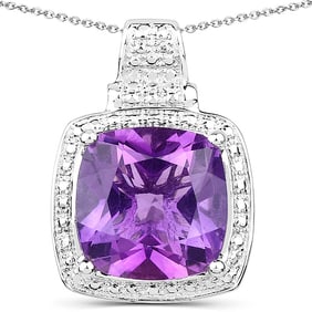 5.85 CT Genuine Amethyst 14K White