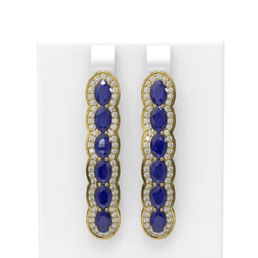 9.85 ctw Sapphire & Diamond Earrings 18K Yellow Gold