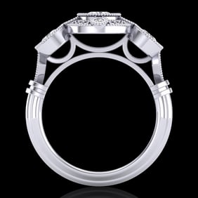1.51 ctw VS/SI Diamond Solitaire Art Deco 3 Stone Ring 18k White Gold