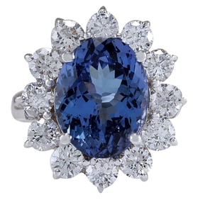 Tanzanite Diamond Ring 14K White Gold