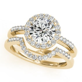 1.19 ctw Certified VS/SI Diamond 2pc Wedding Set Halo 14k Yellow Gold
