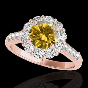 2.75 ctw Certified SI/I Fancy Intense Yellow Diamond Ring 10k Rose Gold