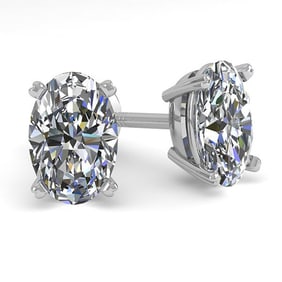1.0 ctw Oval Cut VS/SI Diamond Stud Designer Earrings 18k White Gold