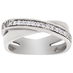 Crossover diamond ring in 18k white