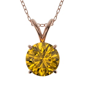 1 ctw Certified Intense Yellow Diamond Necklace 10k Rose Gold