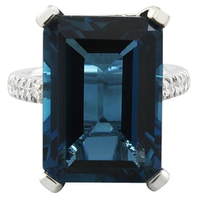 Topaz Diamond Ring 14K White Gold
