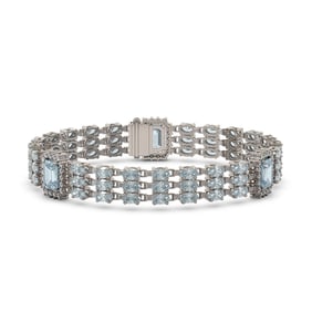 23.88 ctw Aquamarine & Diamond Bracelet 14K White Gold