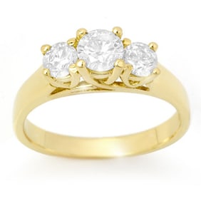 0.85 ctw Certified VS/SI Diamond 3 Stone Ring 18k Yellow Gold