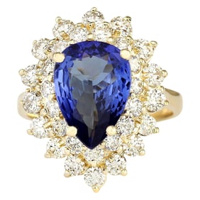 Exquisite Natural Tanzanite Diamond Ring In
