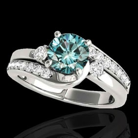 1.75 ctw SI Certified Fancy Blue Diamond Bypass Ring 10k White Gold