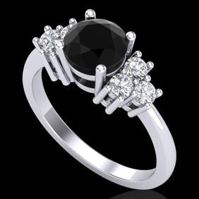 1.5 ctw Fancy Black Diamond Engagment Ring 18k White Gold