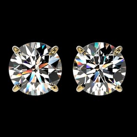 1.97 ctw Certified Quality Diamond Stud Earrings 10k Yellow Gold