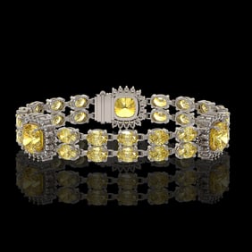 15.95 ctw Citrine & Diamond Bracelet 14K White Gold