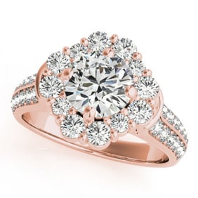 2.16 ctw Certified VS/SI Diamond Halo Ring 18k Rose Gold