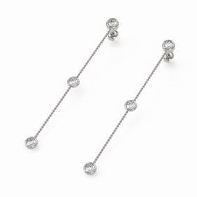 2 ctw Diamond Station Earrings 18K White Gold