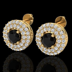 1.40 ctw Micro VS/SI Diamond Designer Earrings DOUBLE 18k Yellow Gold