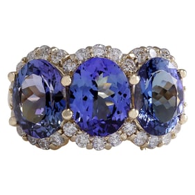 Tanzanite Diamond Ring 14K Yellow Gold