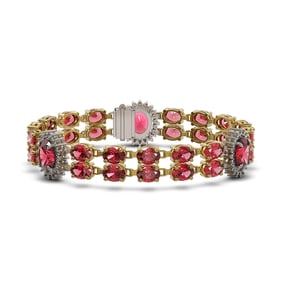 30.69 ctw Tourmaline & Diamond Bracelet 14K Yellow Gold