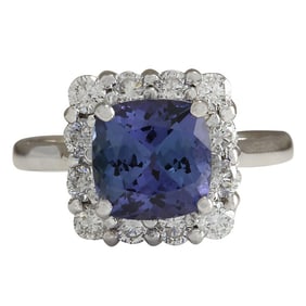Tanzanite Diamond Ring 14K White Gold