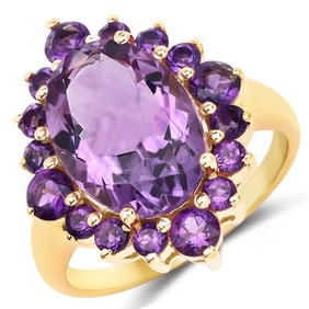 6.22 CT Genuine Amethyst 14K White