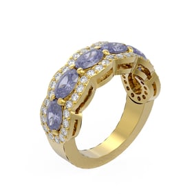 4.73 ctw Tanzanite & Diamond Ring 18K Yellow Gold