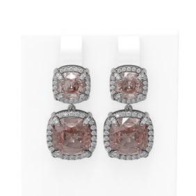 13.83 ctw Morganite & Diamond Earrings 18K White Gold