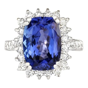Tanzanite Diamond Ring 14K White Gold