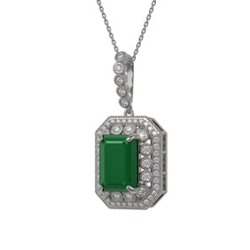 11.99 ctw Emerald & Diamond Victorian Necklace 14K White Gold