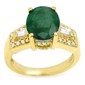 4.55 ctw Emerald & Diamond Ring 10k Yellow Gold