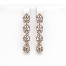 4.52 ctw Pear Cut Diamond Micro Pave Earrings 18K Rose Gold