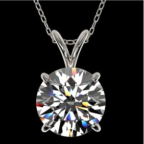 2 ctw Certified Quality Diamond Solitaire Necklace 10k White Gold