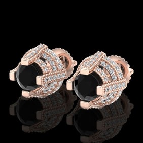 2.75 ctw Fancy Black Diamond Micro Pave Stud Earrings 18k Rose Gold