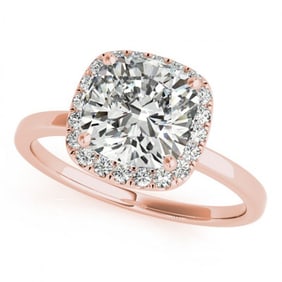 1.15 ctw Certified VS/SI Cushion Diamond Halo Ring 18k Rose Gold