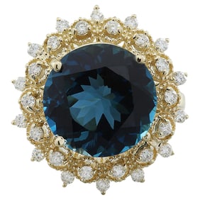 10.00 CTW Topaz 14K Yellow Gold Diamond Ring