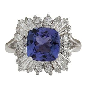 Natural Tanzanite Diamond Ring In 14