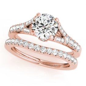 1.31 ctw Certified VS/SI Diamond 2pc Wedding Set 14k Rose Gold