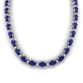 71.85 ctw Sapphire & VS/SI Diamond Eternity Necklace 10k White Gold