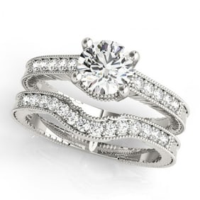 0.45 ctw Certified VS/SI Diamond 2pc Wedding Set Antique 14k White Gold