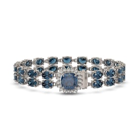 17.87 ctw London Topaz & Diamond Bracelet 14K White Gold