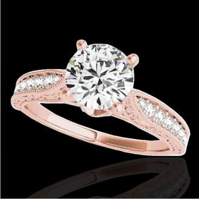 1.5 ctw Certified Diamond Solitaire Antique Ring 10k Rose Gold
