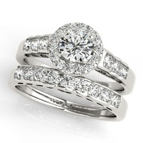 1.71 ctw Certified VS/SI Diamond 2pc Wedding Set Halo 14k White Gold