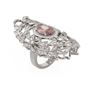 7.12 ctw Morganite & Diamond Ring 18K White Gold