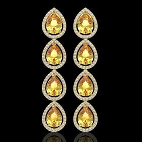 9.2 ctw Fancy Citrine & Diamond Micro Pave Halo Earrings 10k Yellow Gold