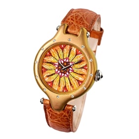 WristWatch Gold Titanium White Diamonds Sapphires