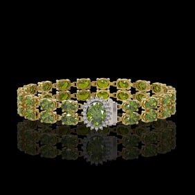 16.97 ctw Tourmaline & Diamond Bracelet 14K Yellow Gold