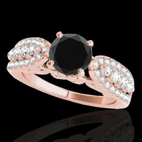 1.7 ctw Certified VS Black Diamond Solitaire Ring 10k Rose Gold