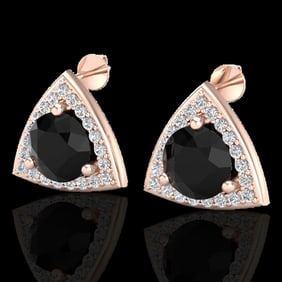 3.50 ctw Micro Pave Black Diamond Stud Earrings 14k Rose Gold
